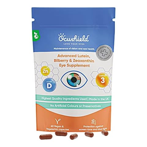 Ocushield Advance Eye Supplement | Vegan formulaton with Omega 3, Lutein, Zaexanthin, Bilberry Extract, Zinc & Vitamin D | 1 Month Supply Cover