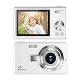 Solaughguy Digitalkamera, 96 MP, 1080P, Vlogging-Kamera mit 6,1 cm IPS-Bildschirm, 16-facher Zoom, Autofokus, kompakte Punktkamera für Reisen, Studenten, Retro-Stil (weiß)