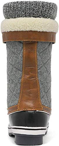 DREAM PAIRS Women's Mid-Calf Waterproof Winter Snow Boots MONTE_02,Size 12,Black/Grey,MONTE_02