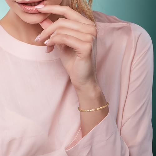 14K Gold Bracelets for Women Non Tarnish Gold Bracelets for Men Double Braided Chain Bracelet Delicate Gold Chain Bracelet Ideal Presents (6.5/7/7.5/8/9in)4