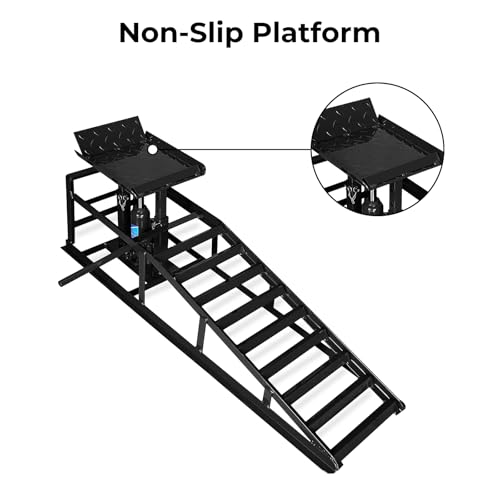 Skepphlay 2 Pack Hydraulic Car Ramps 5t, Car Ramps High Lift 11000lbs, Cars Lift Service Ramp Height 9"-14.2", Heavy Duty Steel Auto Truck Ramp for Changing Oil for Maintenance, Red by Skepphlay - Image 6