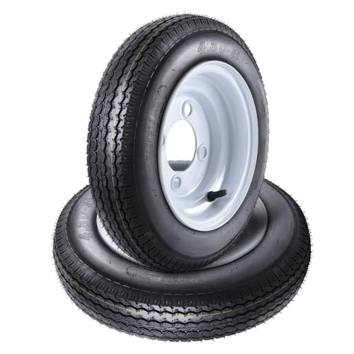 Set of 2 Trailer Tire Wheel Assembly 4.80-8 4.80x8 480-8, 6-Ply Load Range C, 4 Lug On 4