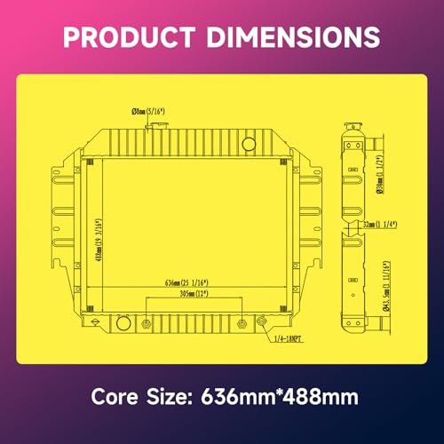 Image of Engine Coolant Radiator with Transmission Oil Cooler Compatible with Ford | for Ford E-150 Econoline 5.8L 75-96,E-350 Econoline Club Wagon 5.8L 77-96,E-250 Econoline 5.8L 75-96 & More E3UH8005ADA