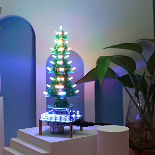 PEMENOL Sapin de Noël musical à rotation automatique, lampe LED RVB 3D avec étui en acrylique pour projet STEM, apprentissage, enseignement, cadeau de Noël Cover