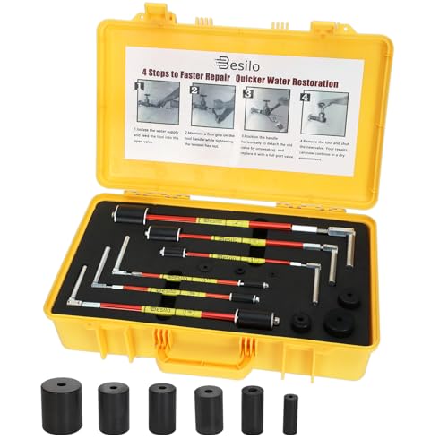 Plumbing Repair Kit 6800-1/2 to 2 Pipe Water Stopper Plugs 6-Piece Set with Spare Gaskets & Heavy Duty Case No Draining Solder for Copper/PVC 65 PSI Fast Leak Fix