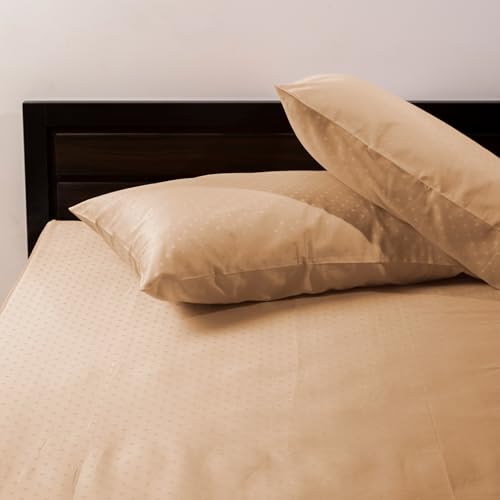 Image of Blue Dahlia 100% Cotton, Standard Size Pillow Covers (18 inch x 28 inch), Set of 2 Pillow Covers, Silky Smooth Feel, 300TC Dotted Premium Pillow Covers, Colour: Yellow
