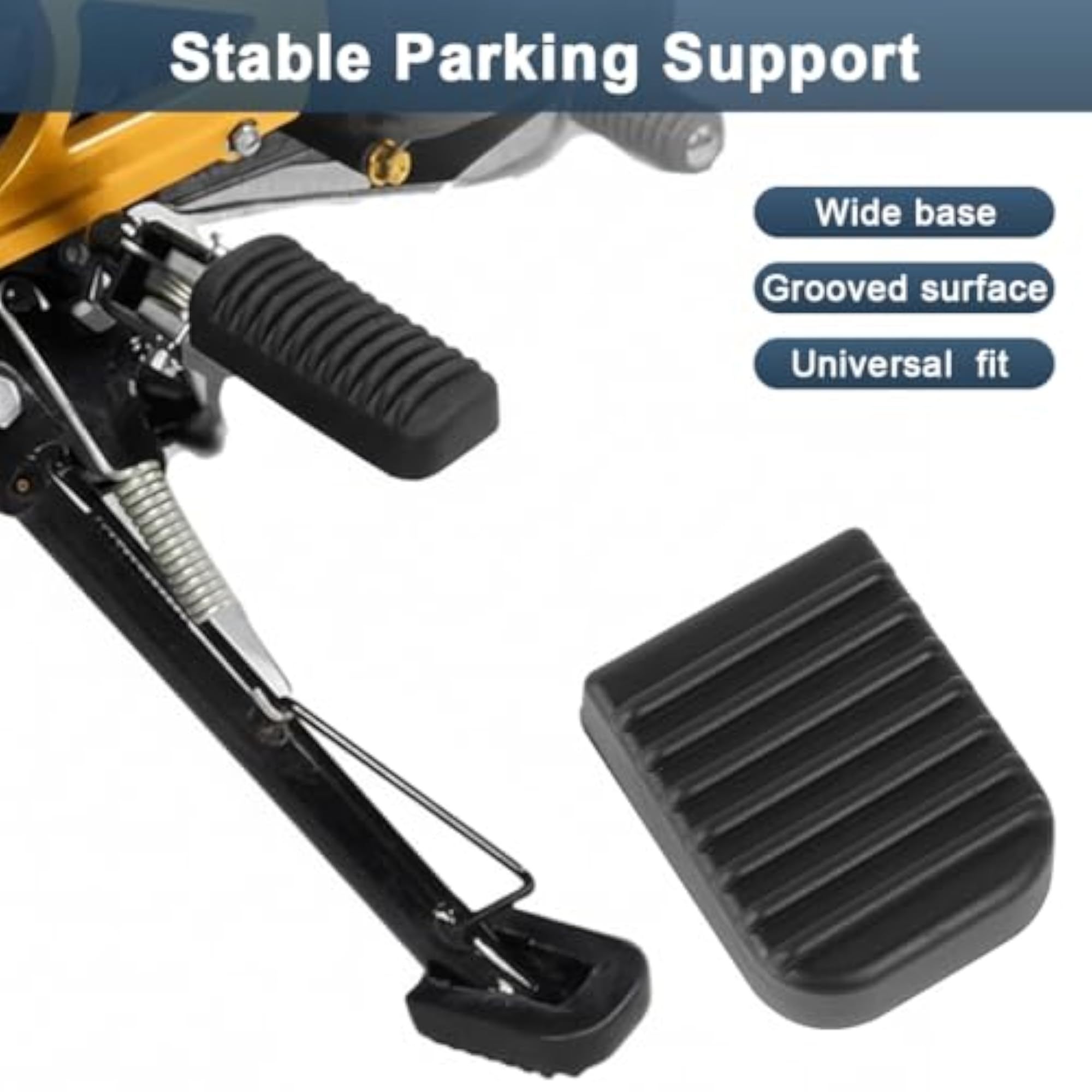 2Pcs Bike Side Stand Rubber Pad, Grooved Anti-Slip Design