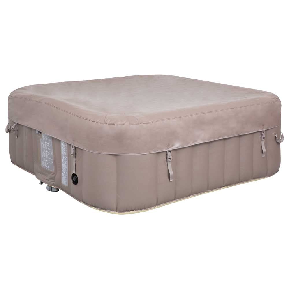 EASE.ZONE SPA Aufblasbarer Whirlpool, beheizbar, 4 – 6 Personen, 185 x 65 cm, superleise integrierte Pumpe, Braun