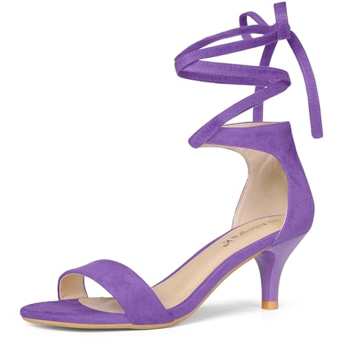 Image of Allegra K Women's Kitten Heel Lace Up Sandals
