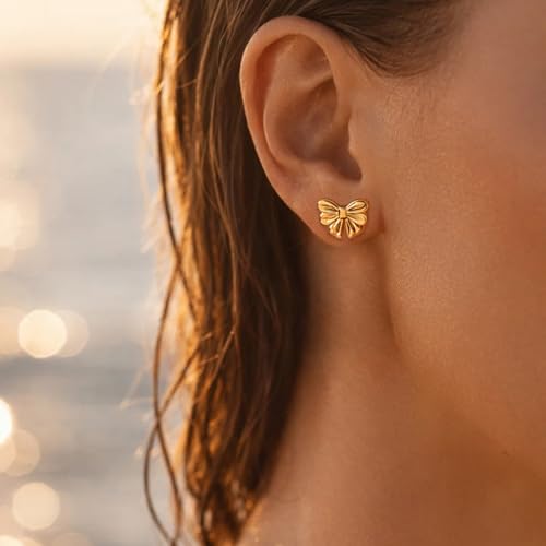 Image of Rubans Demi Fine Stainless Steel Stud Earrings Daily Gift for Women & Girls