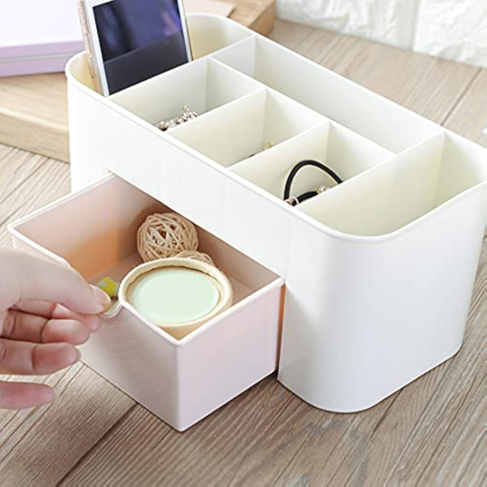Makeup Organizer Box with Drawers and Lipstick Case