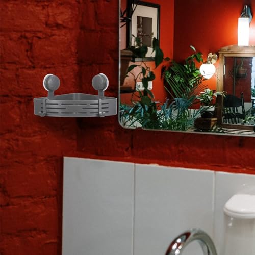 Estante de baño triangular con ventosa para evitar taladrar paredes 6