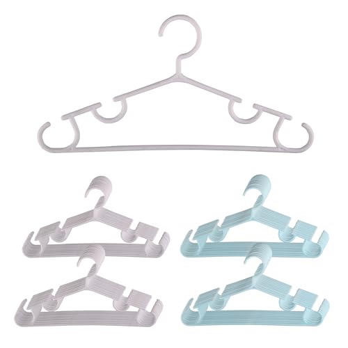 Image of Kuber Industries Pack of 40 Hangers | Multi-Purpose Hangers for Wardrobe-Almirah-Cabinets-Closet | Plastic Cloth Hanger for Trouser-Skirts-Coat-Dresses-Ties | 103 | White & Sky Blue