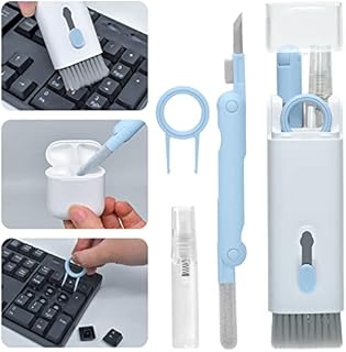 Keyboard Cleaner Brush 7 in 1 Laptop Cleaning Kit Upgrade Multifunctional Computer Cleaning kit with KeyCaps Puller for Airpods 2/Pro Earphones Camera Lens Gaming Mechanical Keyboard Cell Phone(Blue)