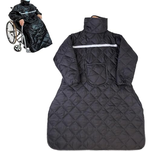 LHQYA Wheelchair Full Body Warm Blanket, Waterproof Windproof Winter Warm Cover with Pocket,High Collar for Cold Protection/Loose Sleeves, for Elderly People