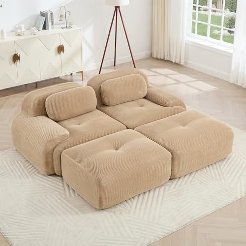 Image of Corduroy Modular Sectional Sofa, Oversized Cloud Couches for Living Room
