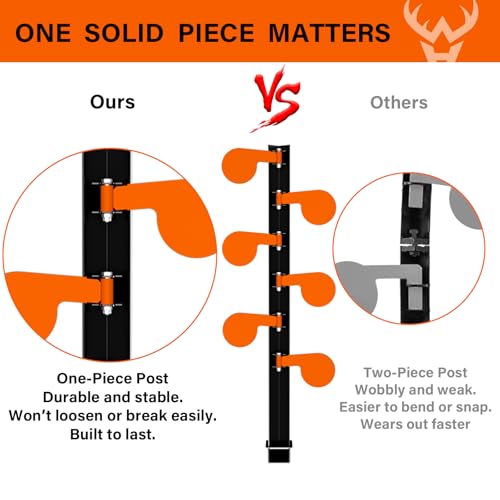 Image of Highwild AR500 Dueling Tree Target Kit - Six Steel Paddles 6 inch x 3 /8 inch Reactive Shooting Targets with Stand for Outdoor Sports Shooting Competition /Replacement AR500 Steel Paddle