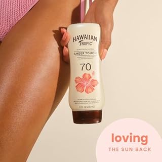 Hawaiian Tropic Sheer Touch Lotion Sunscreen SPF 70, 8 Fl Oz | Broad Spectrum, Oxybenzone Free, Sunblock Lotion, Hawaiian Tropic Sunscreen SPF 70, 8 Fl Oz