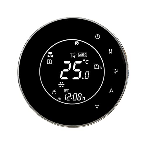 Termostato per Riscaldamento BHT-6000-GBLW LCD Touch Screen Termostato Elettrico for Riscaldamento a Pavimento Retroilluminazione WiFi 16A Funziona Termostato a Risparmio energetico (Color : Black El