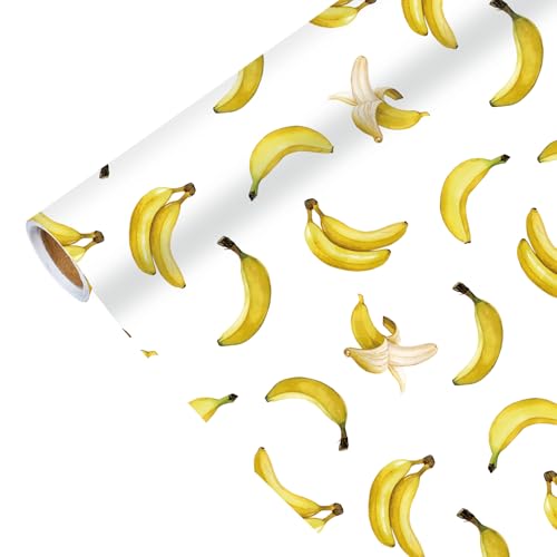 Pineraap Banana Wrapping Paper Fruit Gift Wrap for Birthday Party,Tropical Events,Baby Shower,17Inch x 16.4Feet