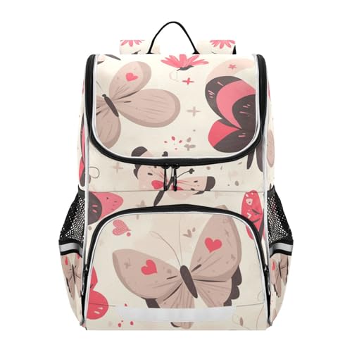 Mochila escolar de mariposas para portatil que protege la espalda de los ninos