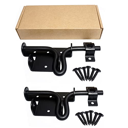 Sliding Bolt Door Gate Latch,Extremely Thick Material,with Padlock Hole (2, Black)