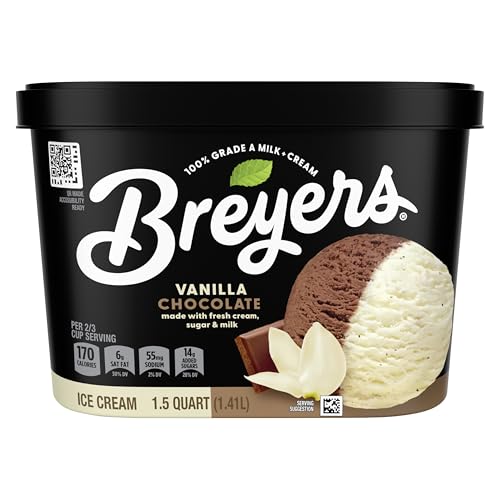 Breyers Ice Cream For a Delicious Frozen Dessert Vanilla Chocolate Made with 100% Grade A Milk & Cream 48 oz