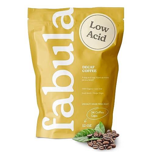 Fabula Coffee Decaf Medium Roast Whole Beans - Organic - Low Acid - Single Origin - Non-GMO - Mold Free - 12 Ounces