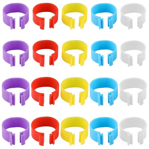 TRKETK 20 Pièces Anneaux de Pied de Volaille Anneaux de Jambe en Plastique Anneaux de Pied de Volaille avec Coloré Identifier l'anneau de la Jambe de Poulet...