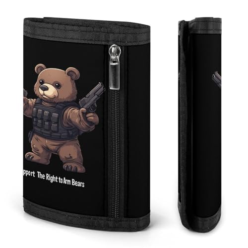 I Support The Right to Arm Bears Trifold Wallet Slim Credit Card Holder Minimalist Front Pocket Money Clip for Women Men3