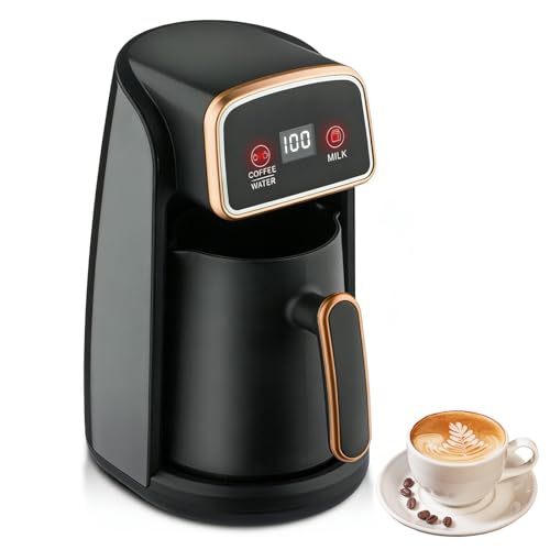 CISSIYOG Türkische Kaffeemaschine 600W Kaffeepott mit Dual-Heizsystem Überhitzungs- und Überlaufschutz 300ml Kapazität für mit 1-4 Tassen Einfache Reinigung