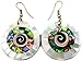 Swimmi Iridescent Paua Abalone Earrings, Natural Shiva Eye Mother of Pearl Earrings for Women, Handmade Dangle Drop Abalone Shell Earrings, Seashell Earrings Fashion Jewelry CA285-A