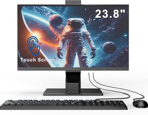 Full Computer All-in-One Desktop Computer 23.8'' Touchscreen -Quad-Core CPU (Up to 3 ...