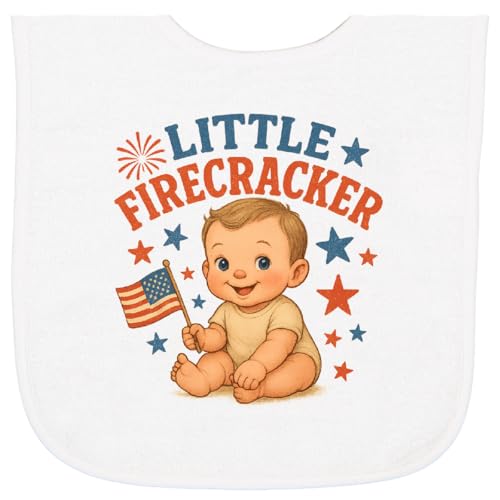 inktastic Little Firecracker 4th Of July Baby Outfit Baby Terry Cloth Bib