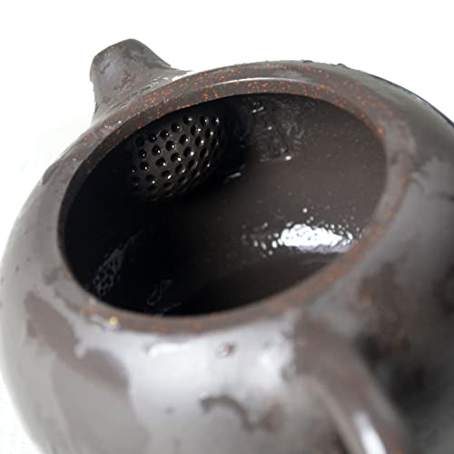Image of Chinese Clay Teapot 6.7Oz Handmade Xishi Zisha Tea Pot Black Gold Sand Spherical Filter Kungfu Tea Set