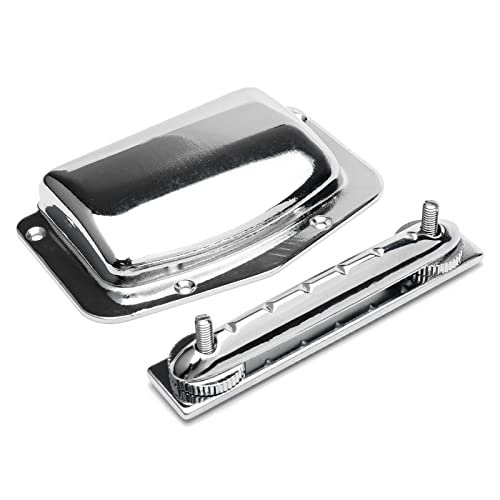 Guitar Adjustable Fixed Bridge Tailpiece Guitar Tuning Pegs With Bridge Cover Set Include Mounting Screws Replacement Part For Vintage Teisco Electric Guitar Parts (3R+3L) #TOP2
