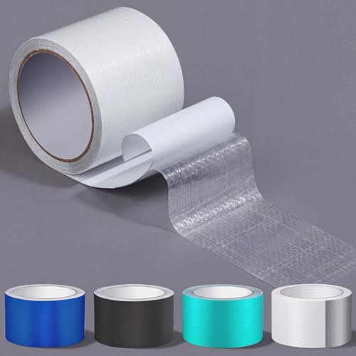 Sinmoe PE Cinta de Reparación de Lona con Adhesivo Tela Toldo Impermeable para Arreglar Lona Rota Reparar Toldo Descosido Cubierta para Camión Carpa Parche(Transparente)