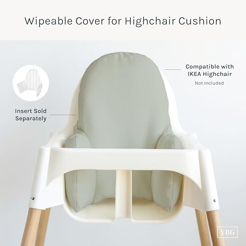 Image of Yeah Baby Goods Wipeable Cushion Cover (Sage) - Compatible with The IKEA Antilop Highchair - Soft, Waterproof Baby High Chair Cover