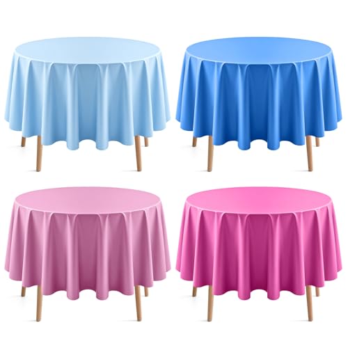 Just Shimmer 4 Pieces Pink & Blue Series Round Tablecloth, 84