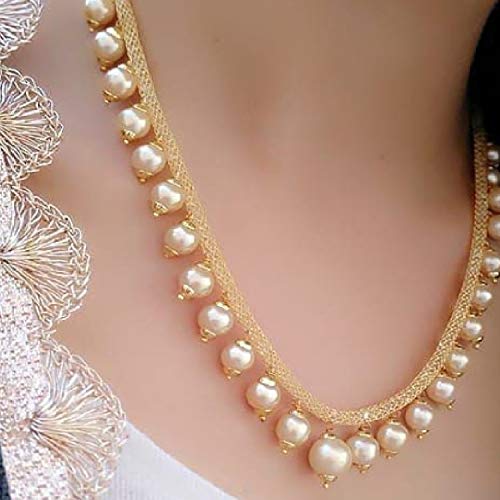 Plated Wedding Pearl Choker Necklace Set (N82087_D1)