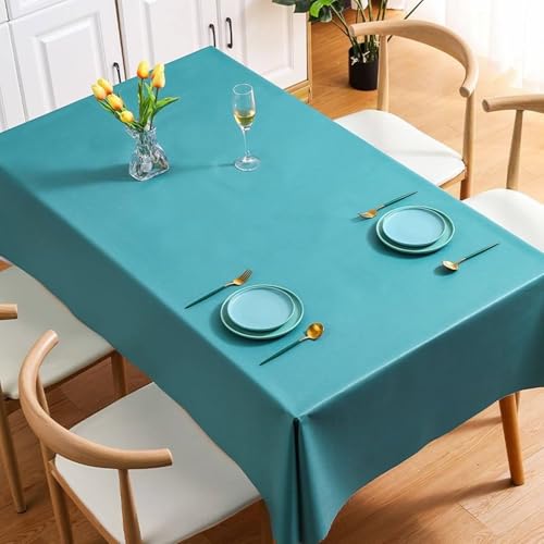 Nappe rectangle imperméable PVC 140x200 sarcelle pour table de banquet - 3