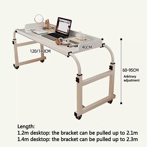 Overbed Table Laptop Table Overbed Desk Computer Desk Standing Workstation Food Tray Desk Overbed Table with Wheels Height Adjustable for Twin/Full/Queen/King Size Bed Frame