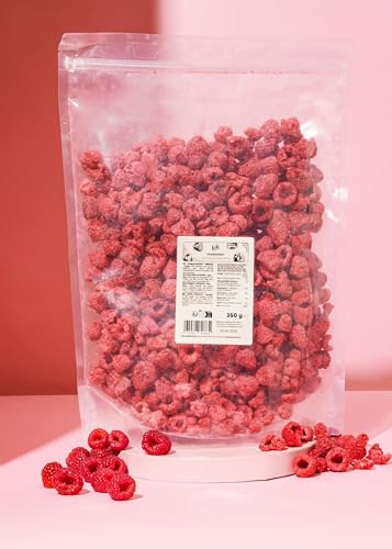 KoRo - Gefriergetrocknete Himbeeren 350 g - 100% Himbeeren ohne Zusätze - Hoher Ballaststoffgehalt - Fruchtig-aromatisch - Als Topping für Müsli, Pralinen oder als Snack für zwischendurch