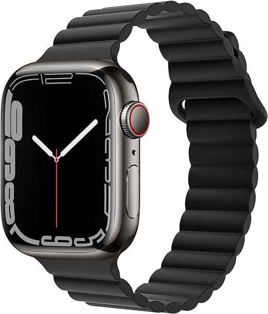 Image of Silicone Magnetic Band Compatible with Apple Watch 38mm 40mm 41mm 42mm 44mm 45mm 49mm, for Series Ultra 9 8 7 SE 6 5 4 3 2 1 Women Men |Watch Not Included (Black, 38mm /40mm /41mm)
