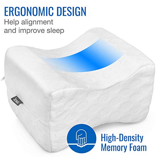 Image of DMI Contoured Memory Foam Knee Wedge Pillow for Sleeping, Sciatica Pain Relief, Hip & Back Pain, Leg Pillow for Side Sleepers, Bed Positioner, White (Pack of 1)