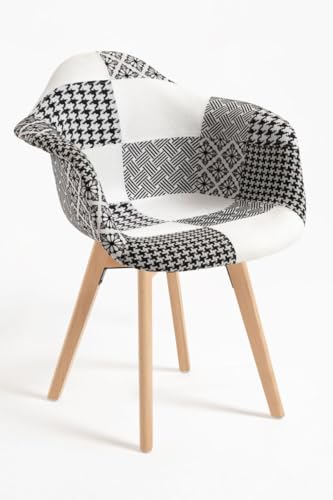 Regalos Miguel - Sillas Comedor - Silla Belu Patchwork - Patchwork Blanco y Negro