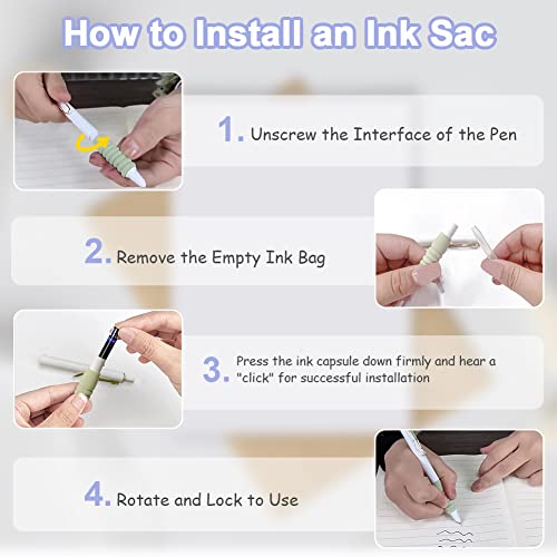 AUAUY 4pz Penna Stilografica Retrattile, Penne