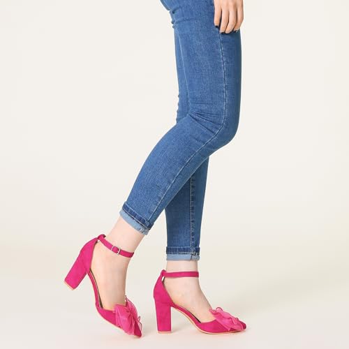 Allegra K Women's Bow Heels Closed Toe Chunky Heel Pumps Sandals4