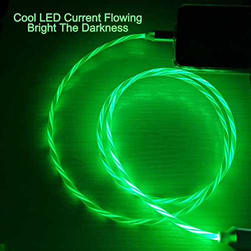 AYI USB Type C to Type C PD 60W Fast Charging Cable Phone Charger High Data Speed Visible Blue Cool LED Current Flowing for All USB C Device-Green/39 Inches