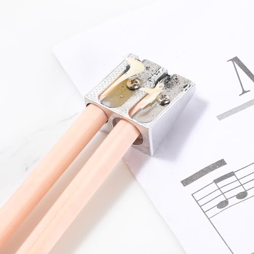 12 Stück Metall 2 Loch Bleistiftspitzer aus Magnesium - Doppelspitzer Mit Doppelklinge für Familie, Schule und Büro